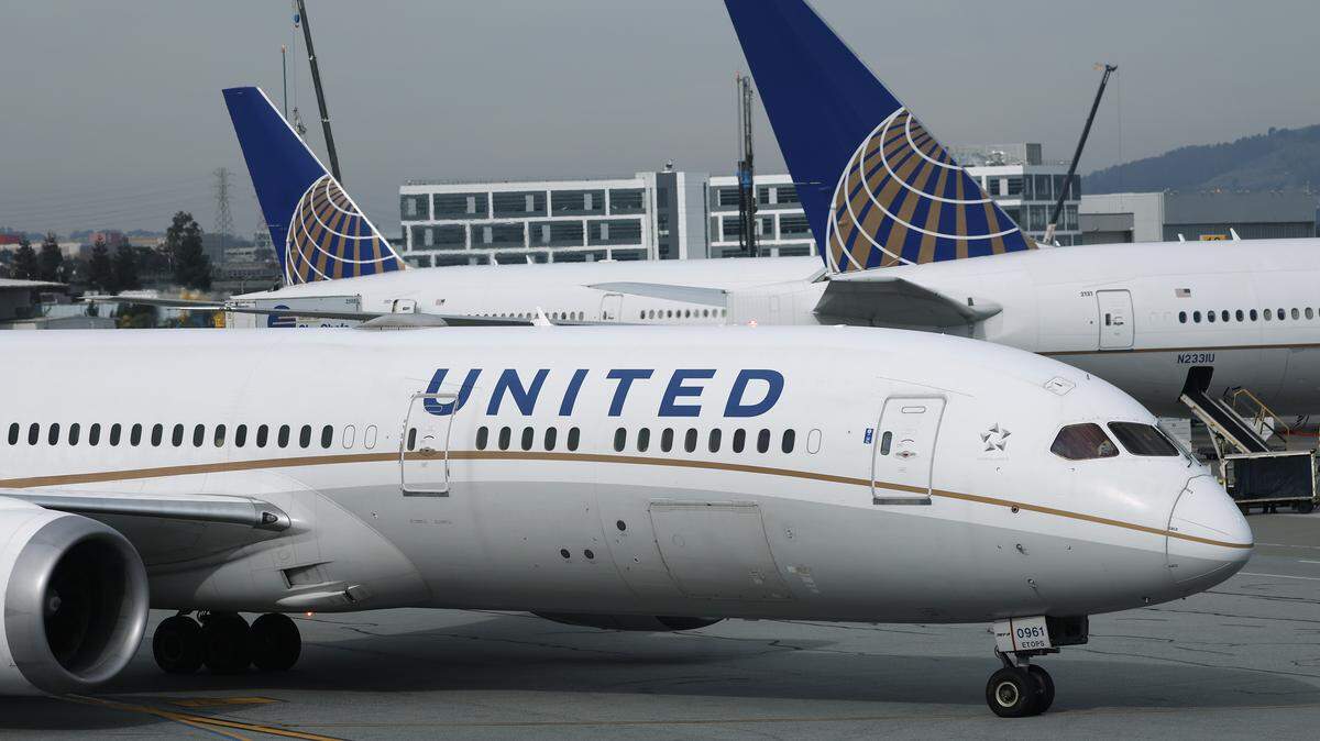 A United Airlines plane taxis at San Francisco International Airport.