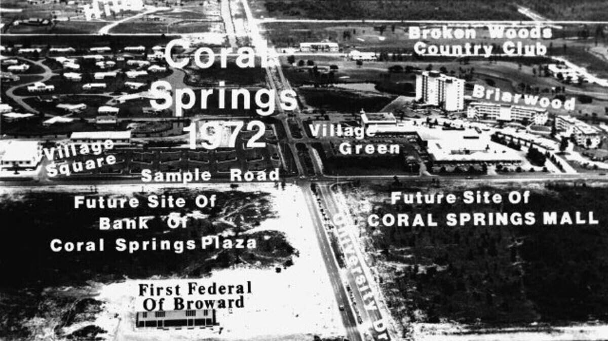 A 1972 aerial view of University Drive and Sample Road shows how much Coral Springs has changed since it was founded in 1963. The city is now turning 63.