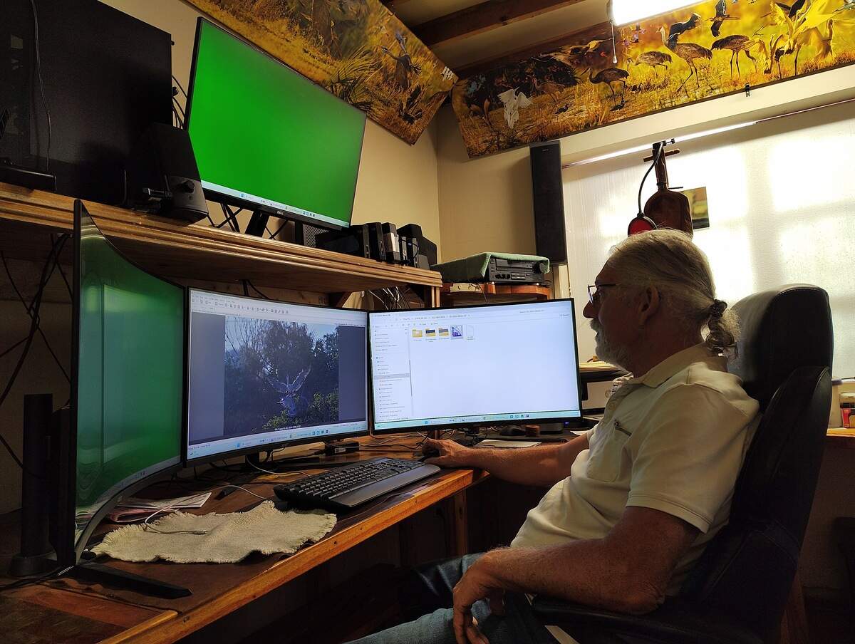 Meir Martin uses four main monitors to tinker with his artworks, spending hours perfecting each image before creating his aethographs.