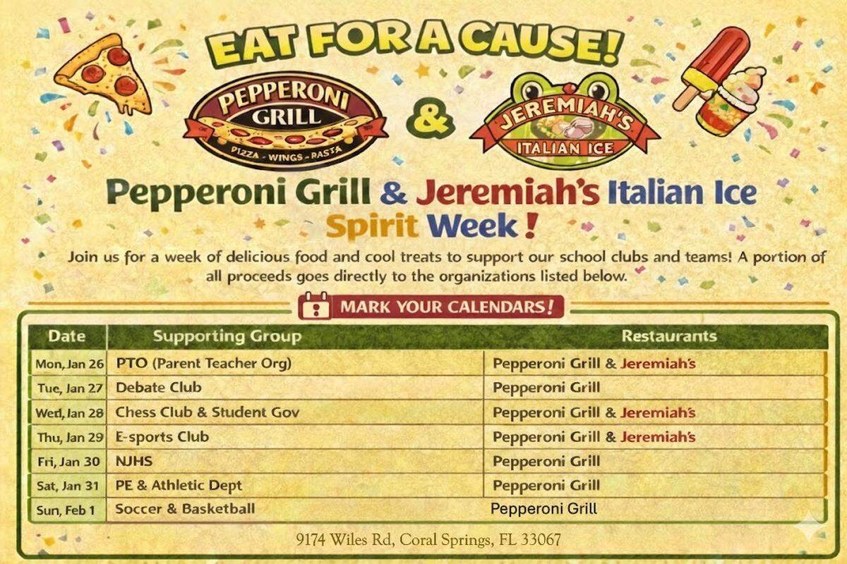 Each day of the Pepperoni Grill and Jeremiah’s Italian Ice fundraiser will support a different opportunity for local middle school students.