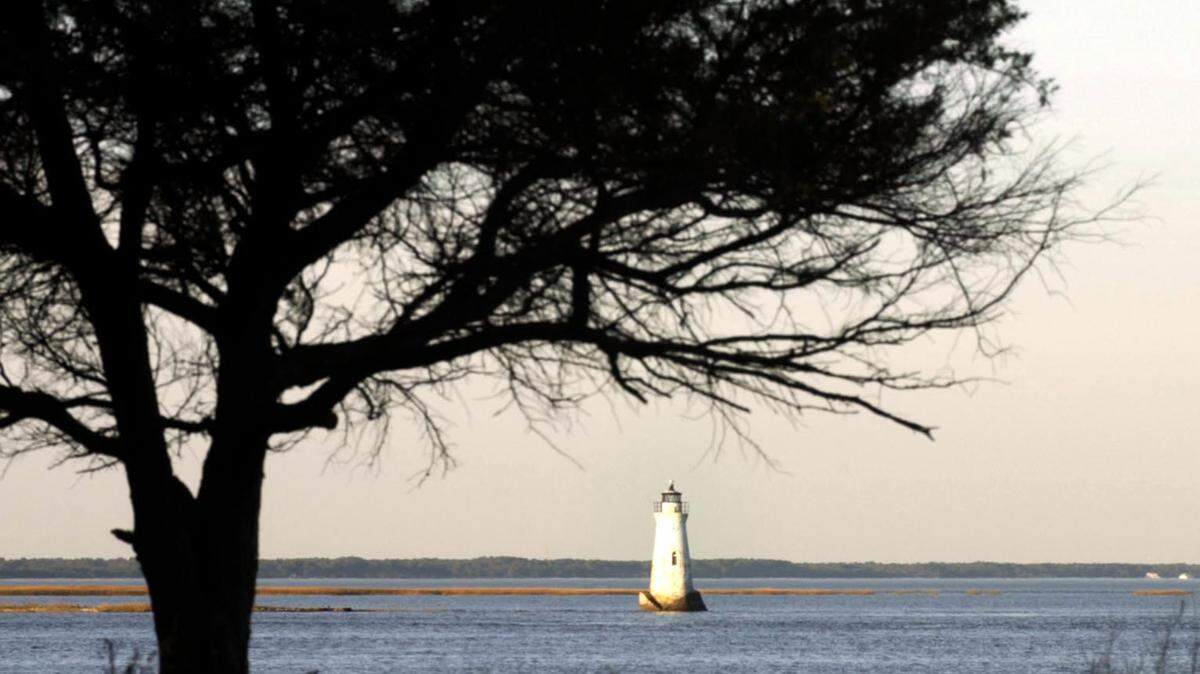 The historic Savannah lighthouse stands on Tybee Island, Georgia.