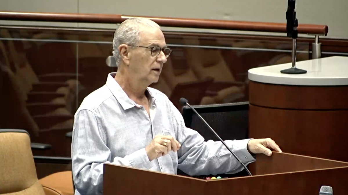 Former Coral Springs mayor Roy Gold testified against the murals proposed for the Cornerstone complex, which would cost the city a total of $68,000, according to records.
