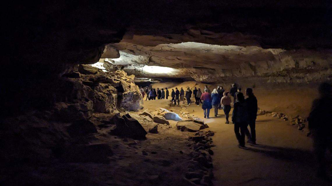 Visitors to Mammoth Cave National Park in Kentucky tour the cavern, which is the world’s longest cave system.