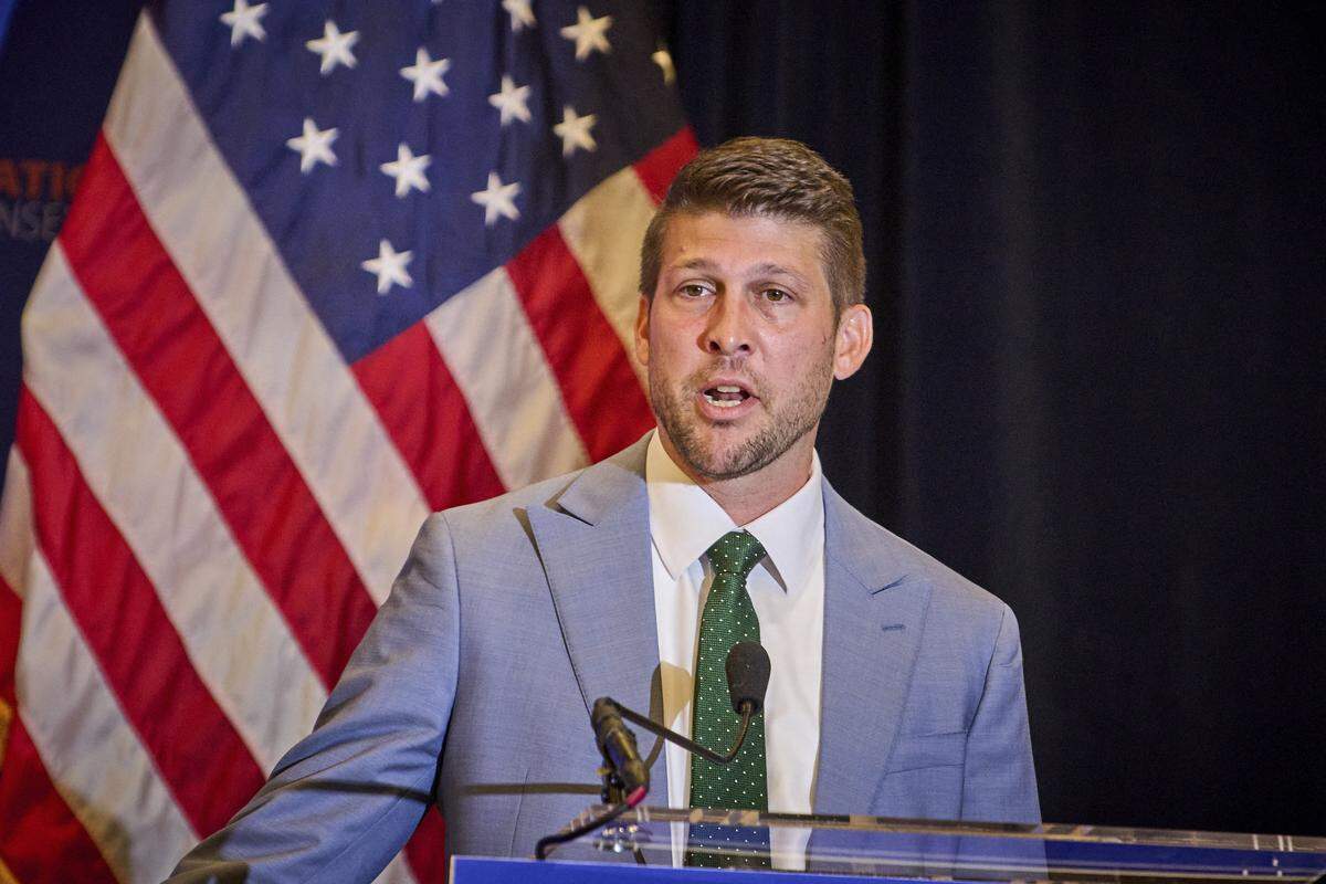 James Uthmeier speaks at the National Conservatism Conference in Washington D.C., Sept. 3, 2025. 