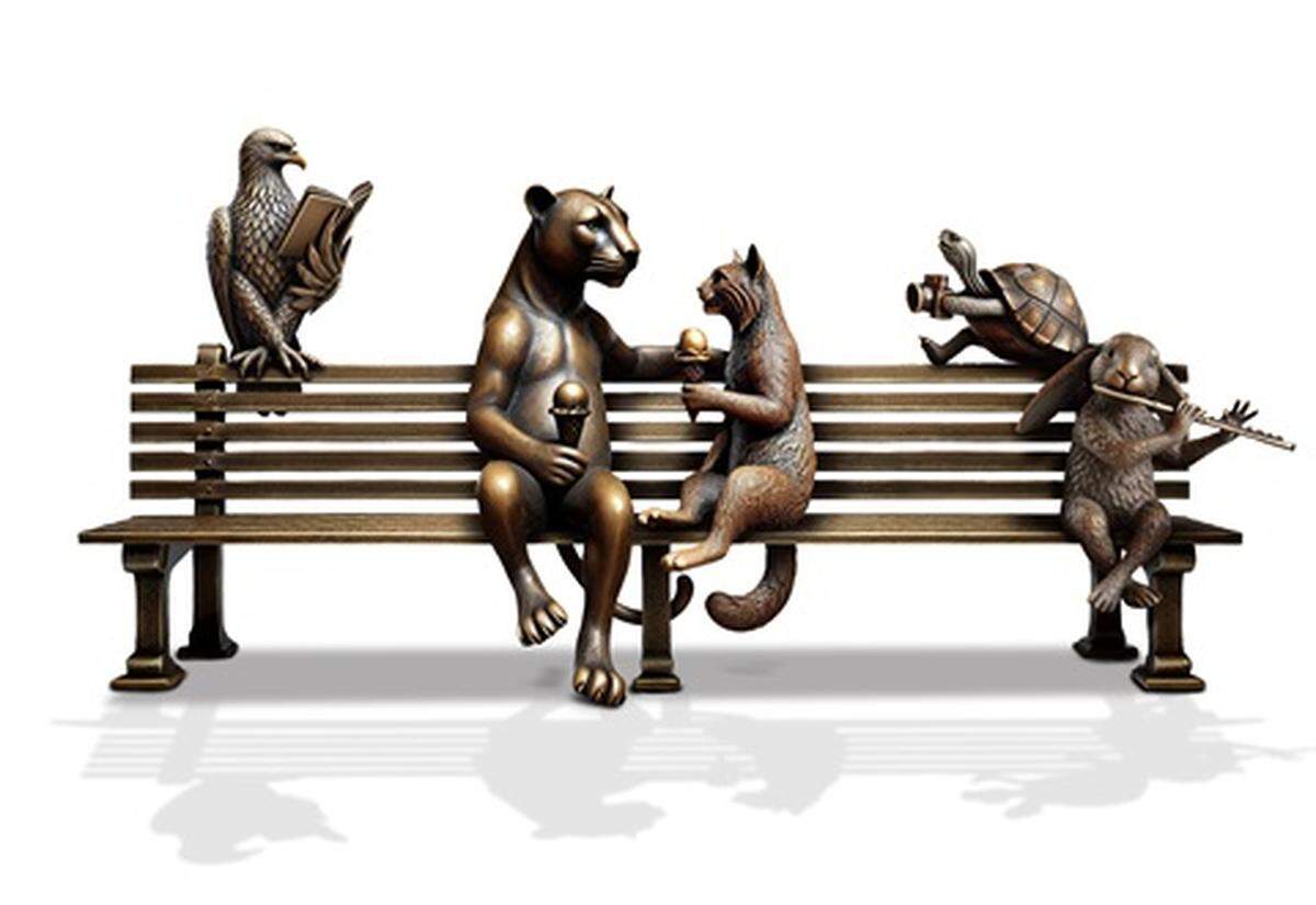 A digital rendering of “Wild Connections,” the bronze sculpture commissioned for Pride Promoters Park, features native wildlife. The $120,000 purchase was funded through the city’s Public Art Fund.