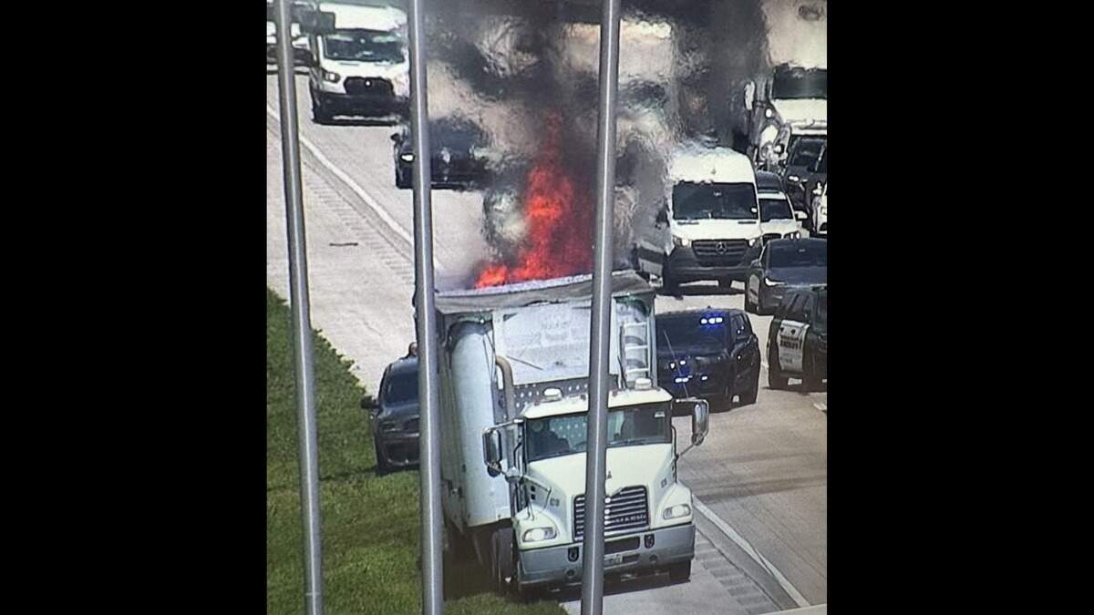 The Coral Springs-Parkland Fire Department responded to a report of a truck on fire on the Sawgrass Expressway on Monday morning.