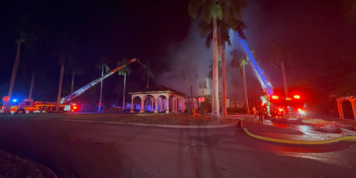 Crews worked to extinguish the early-morning blaze.