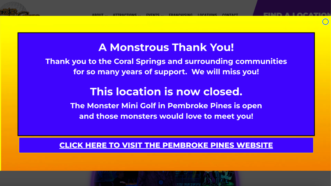 Monster Mini Golf shutters in Coral Springs after 12-year run. ‘Thank you’