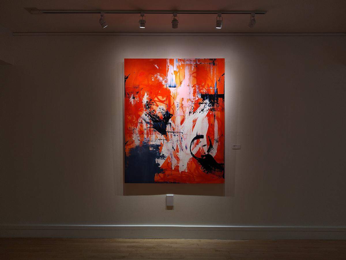 Stalemate by Tommaso Fattovich hangs on a wall at the Coral Springs Museum of Art.