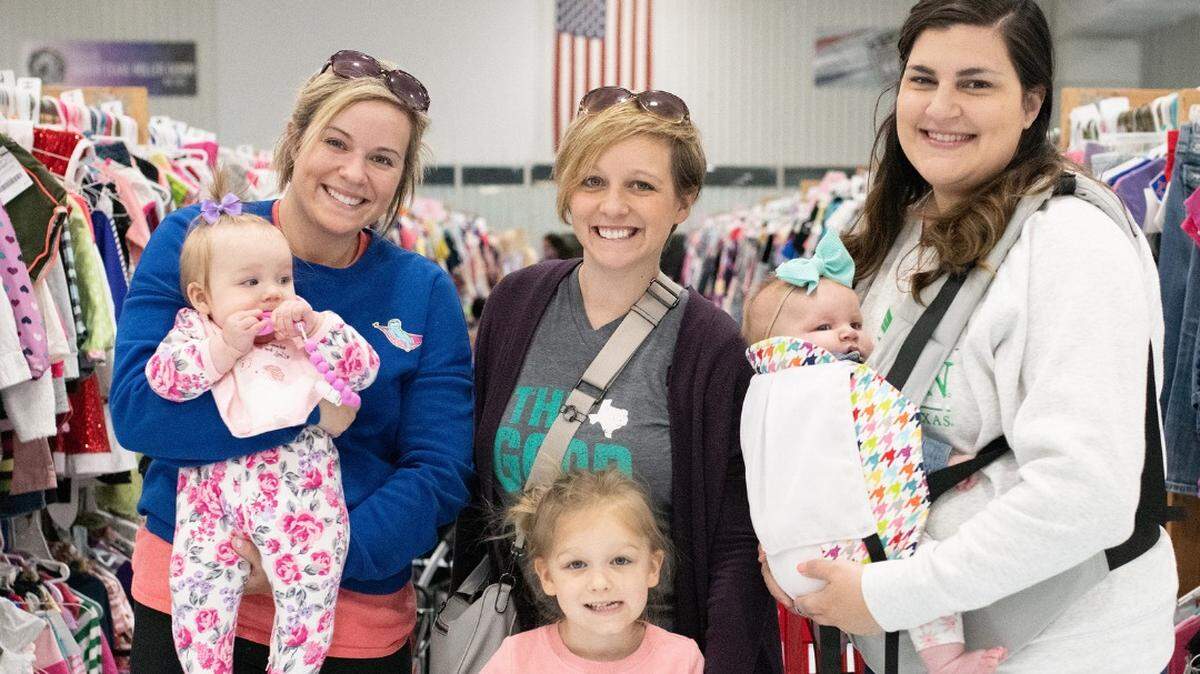 The Just Between Friends Sale offers used children’s and maternity items at a discount.