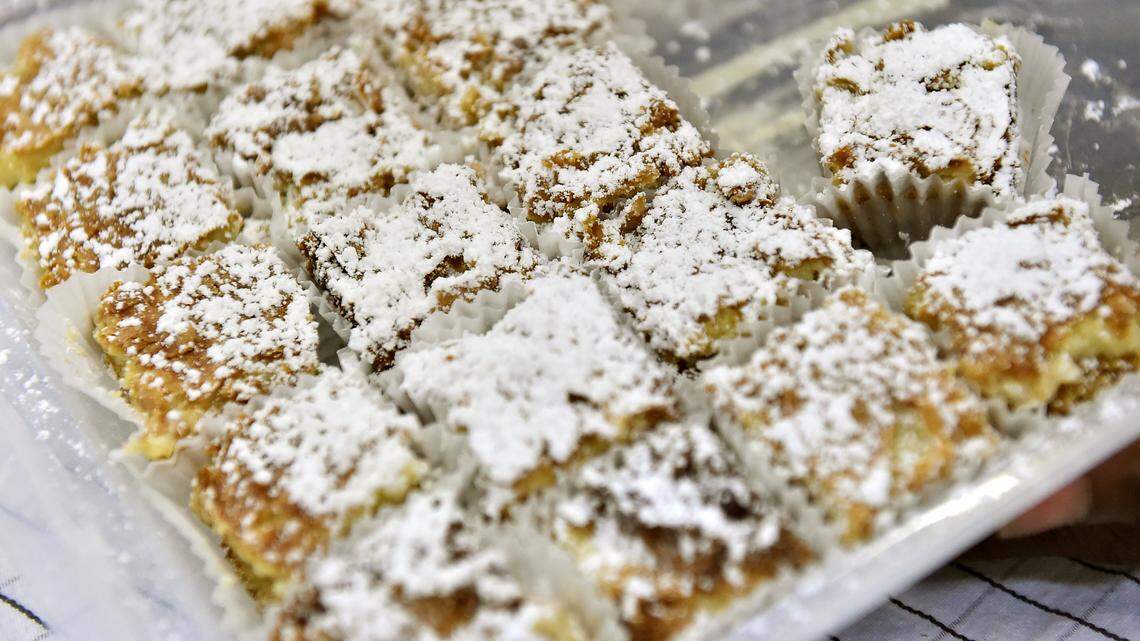 A plate of gooey butter cake.