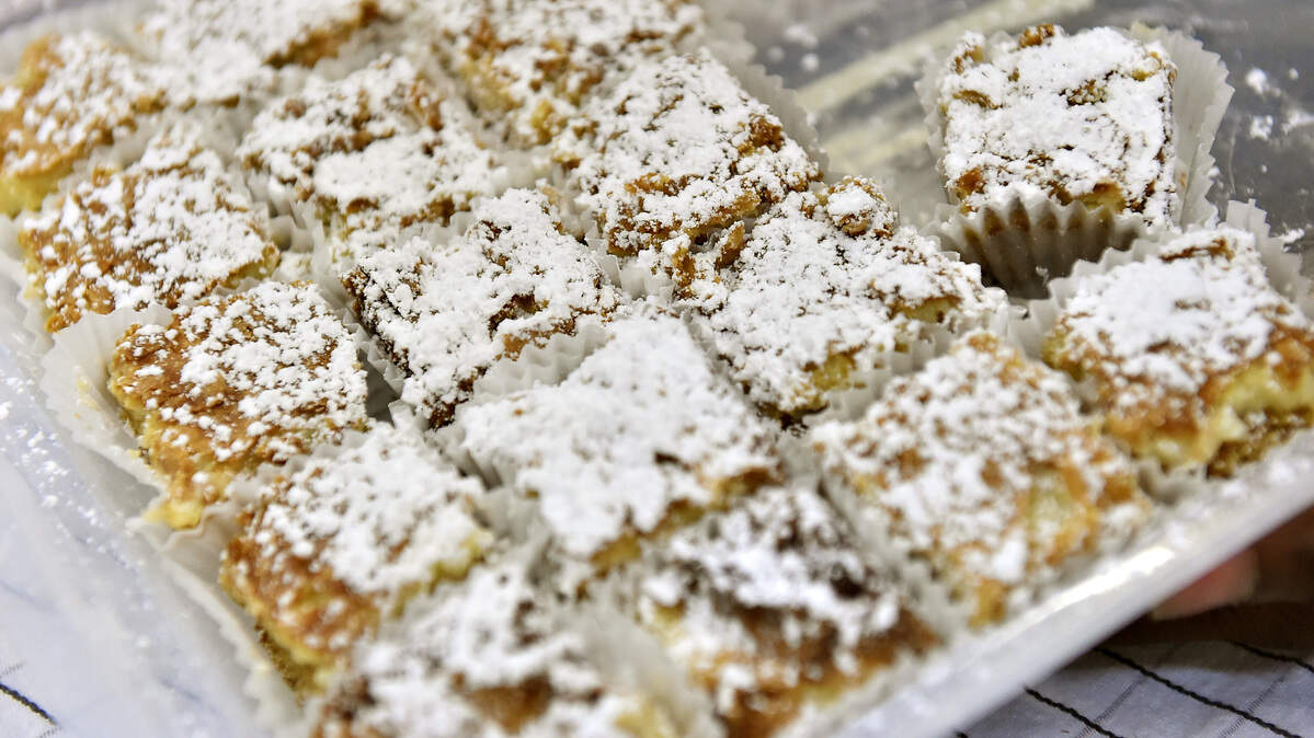 A plate of gooey butter cake.