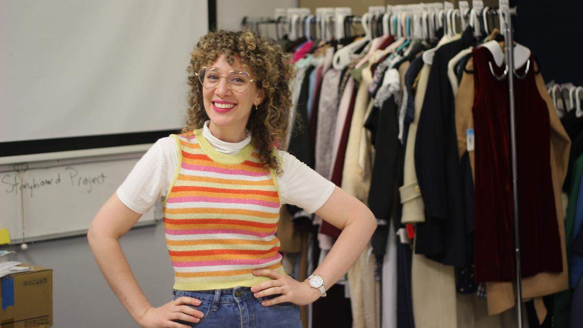 Emily Palacios, the drama teacher at Coral Springs Charter School, poses for a photo in her classroom.