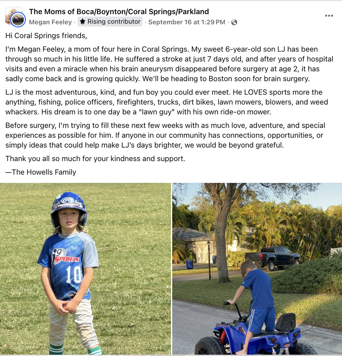 Megan Feeley’s post to The Moms of Boca/Boynton/Coral Springs/Parkland Facebook group received numerous shares and comments of support.