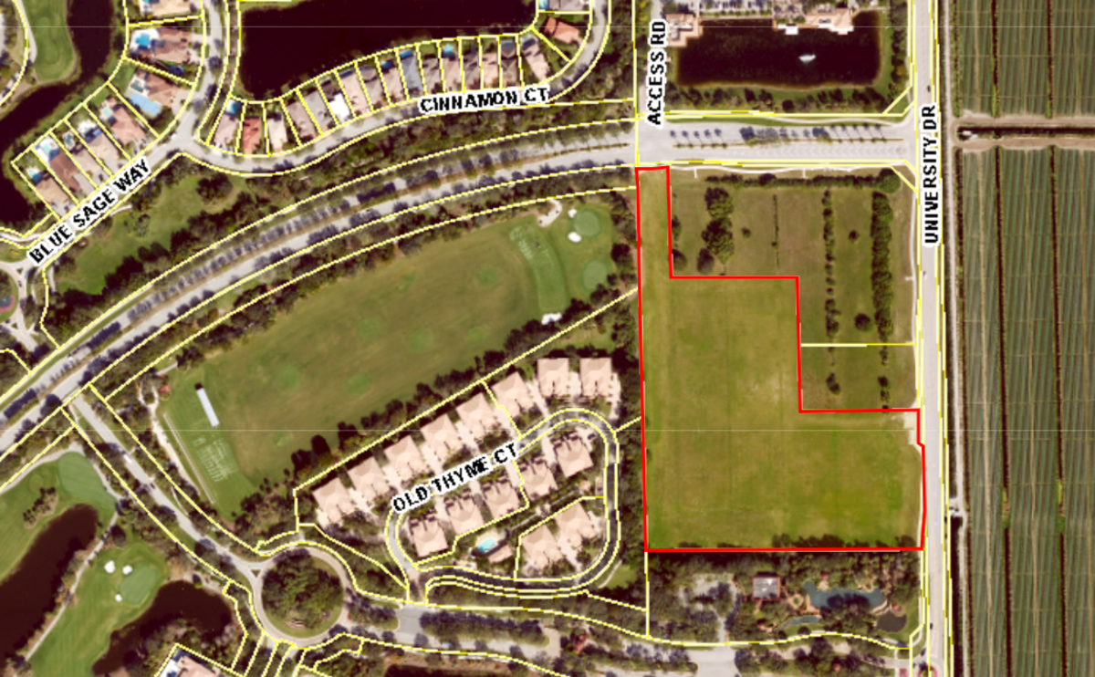 A 10-acre lot at the corner of Trails End and University Drive in Parkland will be sold to Broward Health for $14 million.