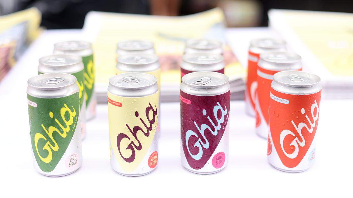 Cans of Ghia on display.