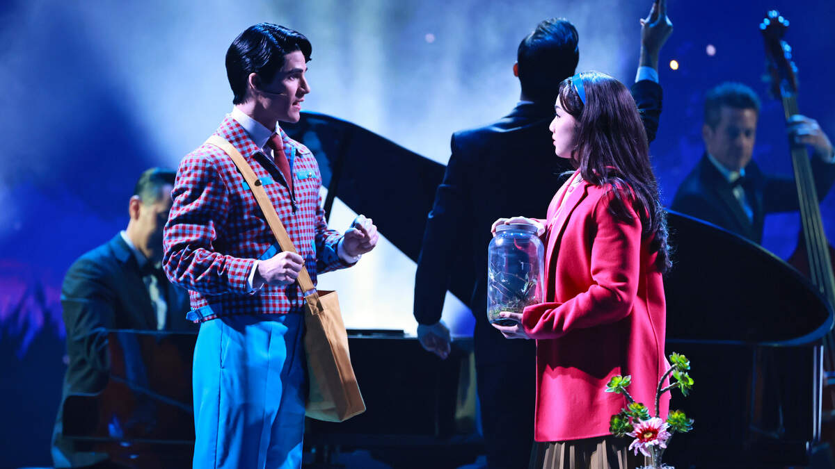 Darren Criss and Helen J Shen perform a number from “Maybe Happy Ending” onstage during The 78th Annual Tony Awards