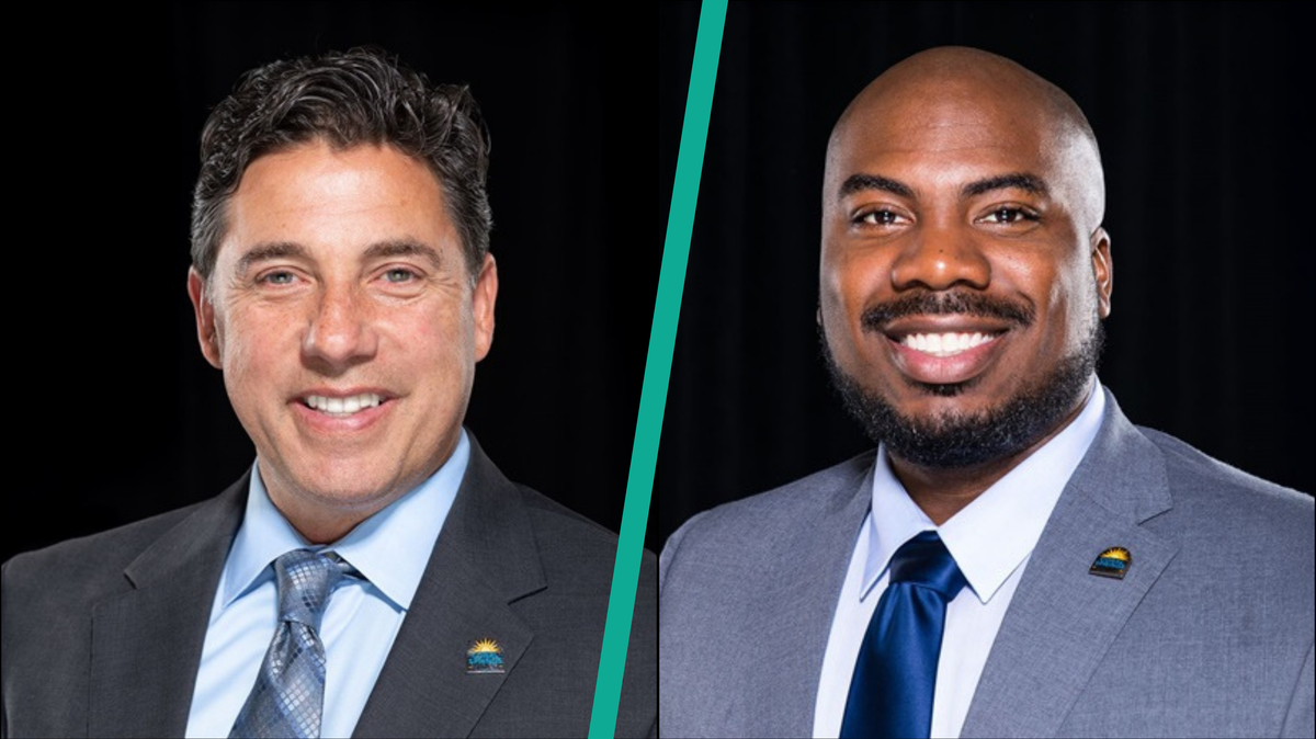 Coral Springs Commissioner Joshua Simmons (right) announced that he will challenge incumbent Scott Brook for his seat as the city’s mayor.