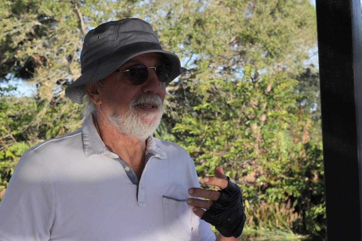 Meir Martin tells a story from earlier in the nesting season to a passerby, who asked if any eggs had hatched yet.